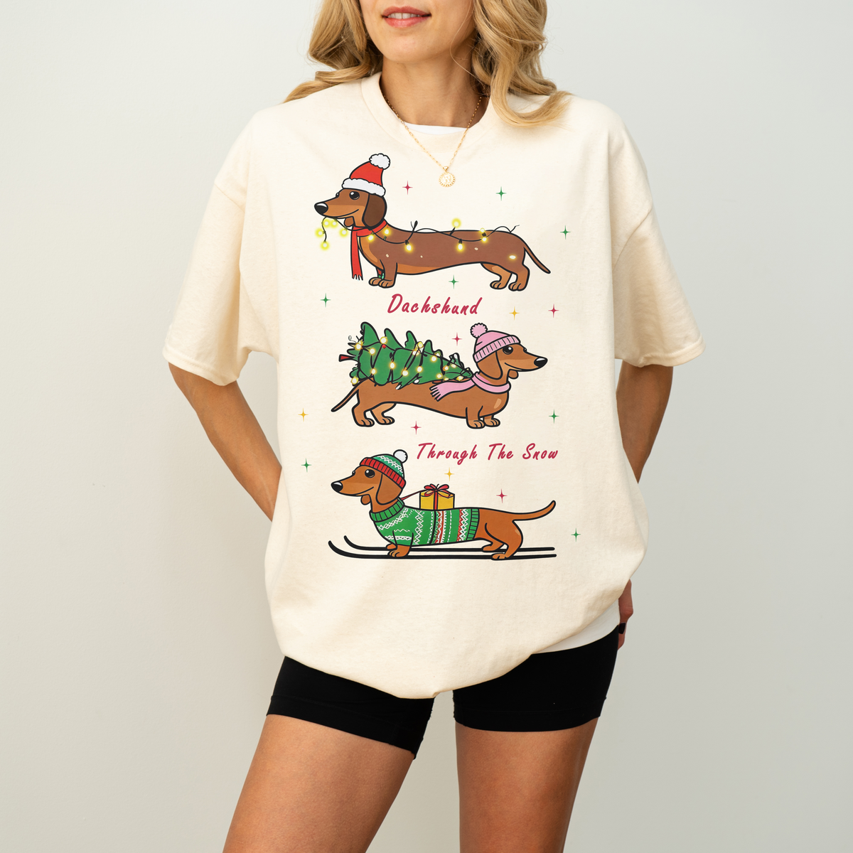 Dachshund Through the Snow Christmas Shirt – Three Dachshunds