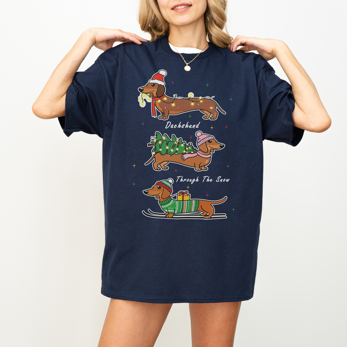 Dachshund Through the Snow Christmas Shirt – Three Dachshunds