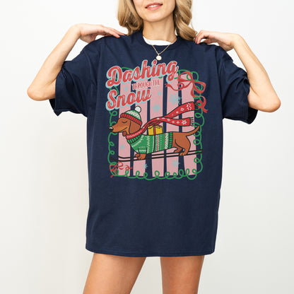 Dashing Through the Snow Dachshund Christmas Shirt