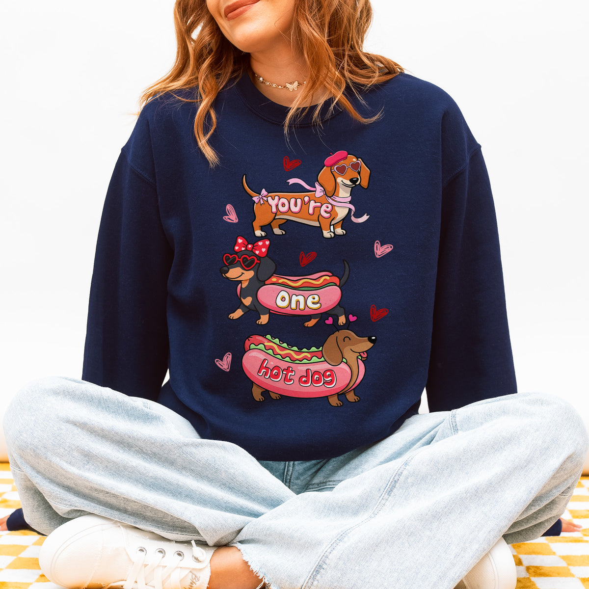 Cute Hot Dog Dachshund Valentine Sweatshirt