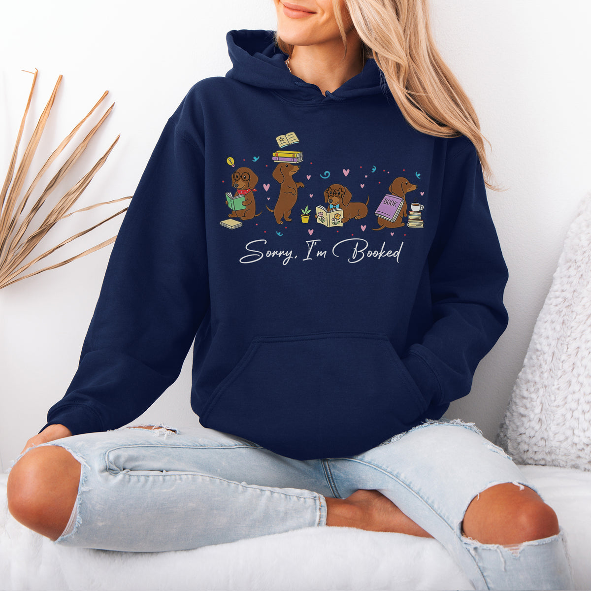 Sorry I'm Booked Dachshund Hoodie – Book Lover Doxie Gift