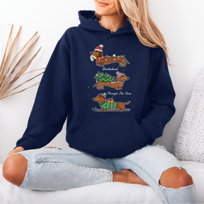 Dachshund Through the Snow Christmas Hoodie – Three Dachshunds