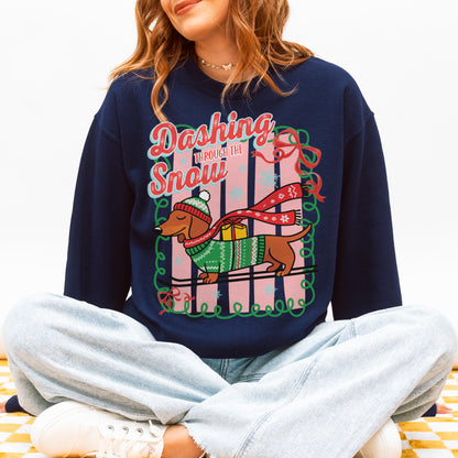 Dashing Through the Snow Dachshund Christmas Sweatshirt