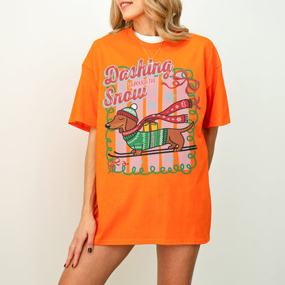 Dashing Through the Snow Dachshund Christmas Shirt