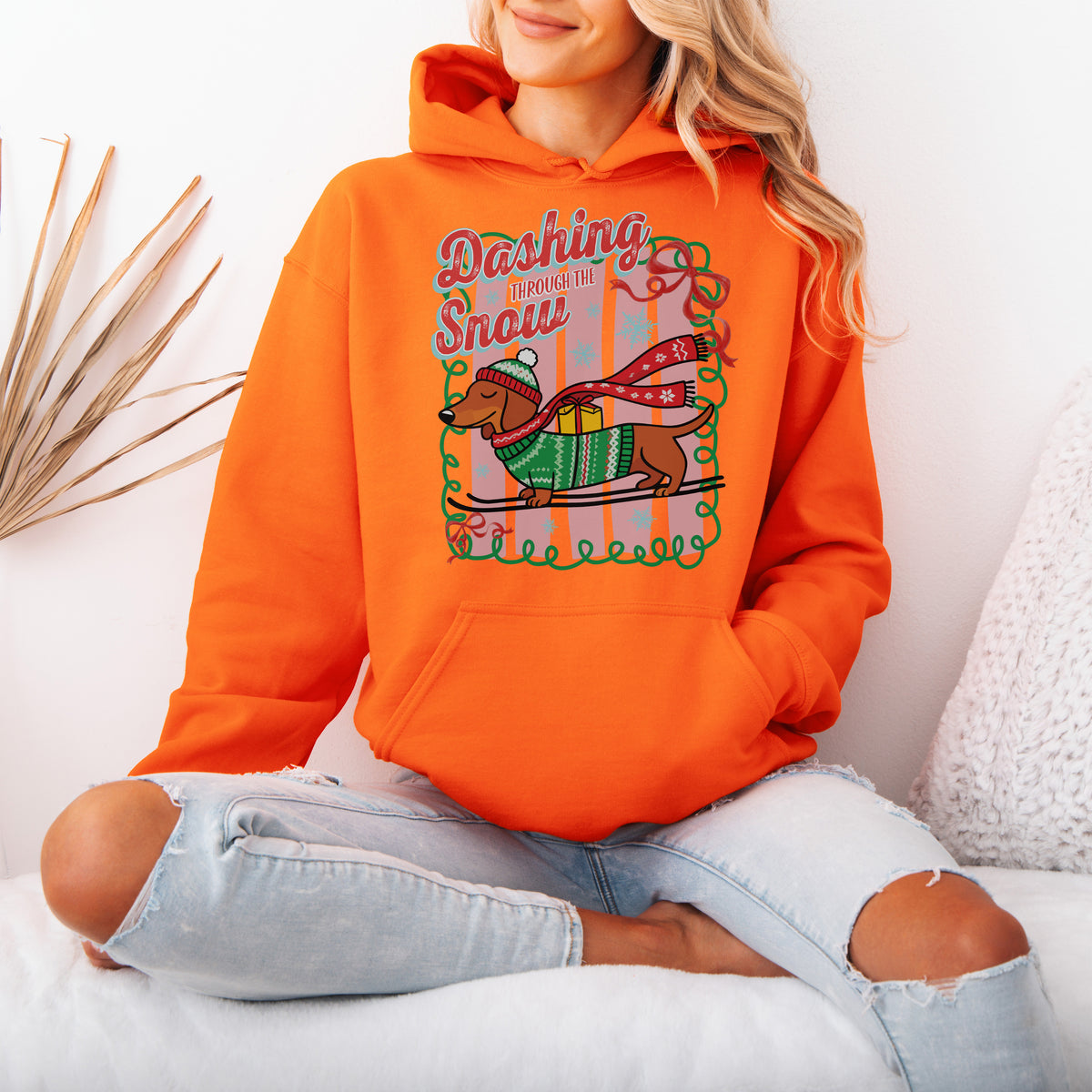 Dashing Through the Snow Dachshund Christmas Hoodie
