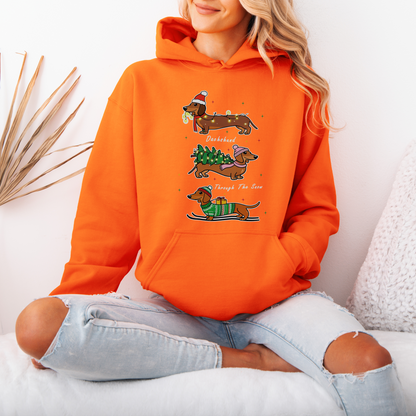 Dachshund Through the Snow Christmas Hoodie – Three Dachshunds