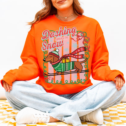Dashing Through the Snow Dachshund Christmas Sweatshirt