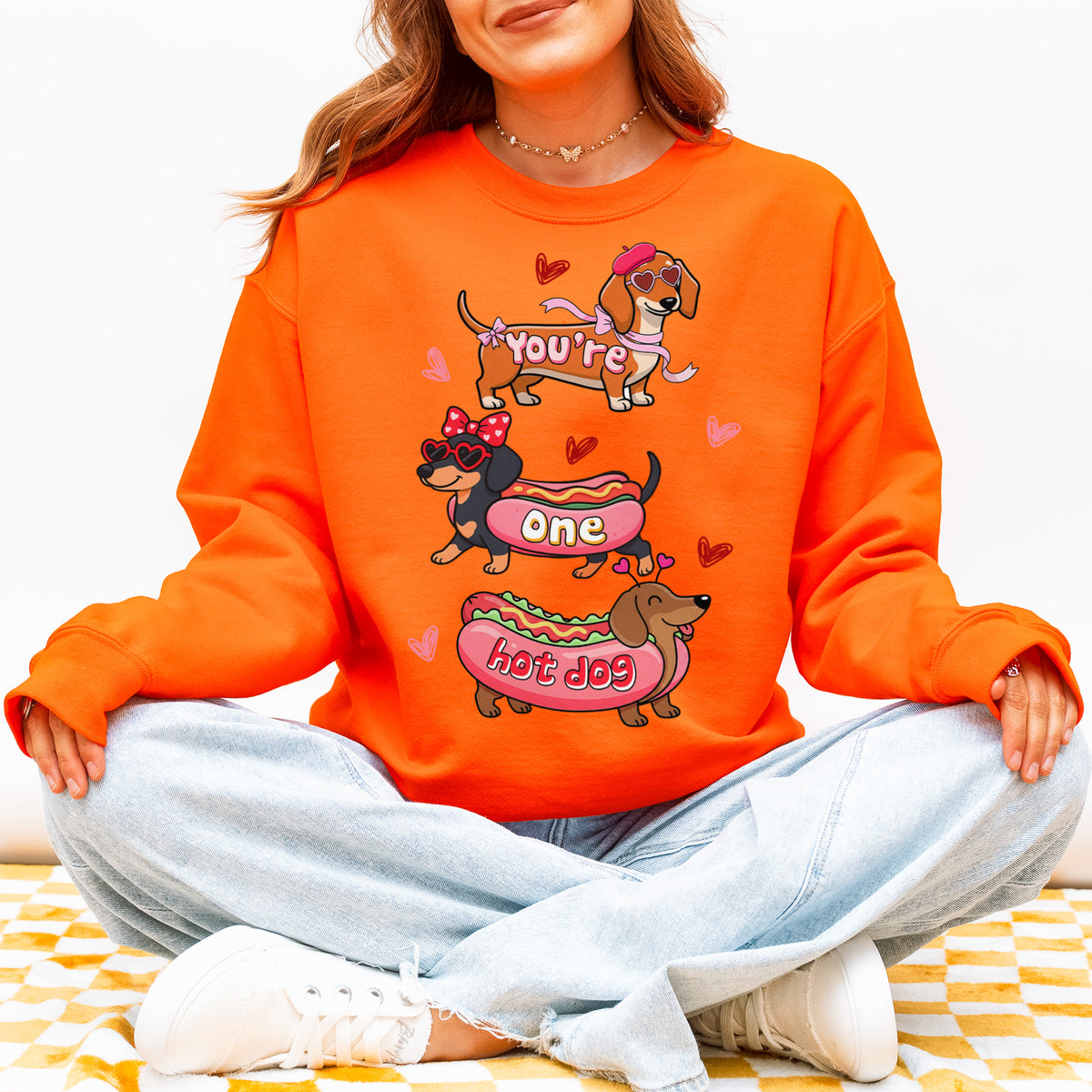 Cute Hot Dog Dachshund Valentine Sweatshirt