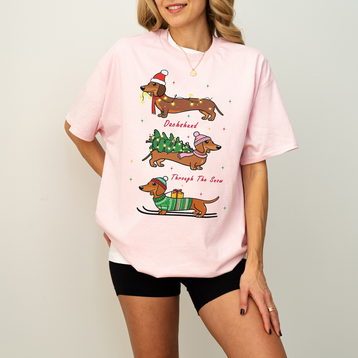 Dachshund Through the Snow Christmas Shirt – Three Dachshunds