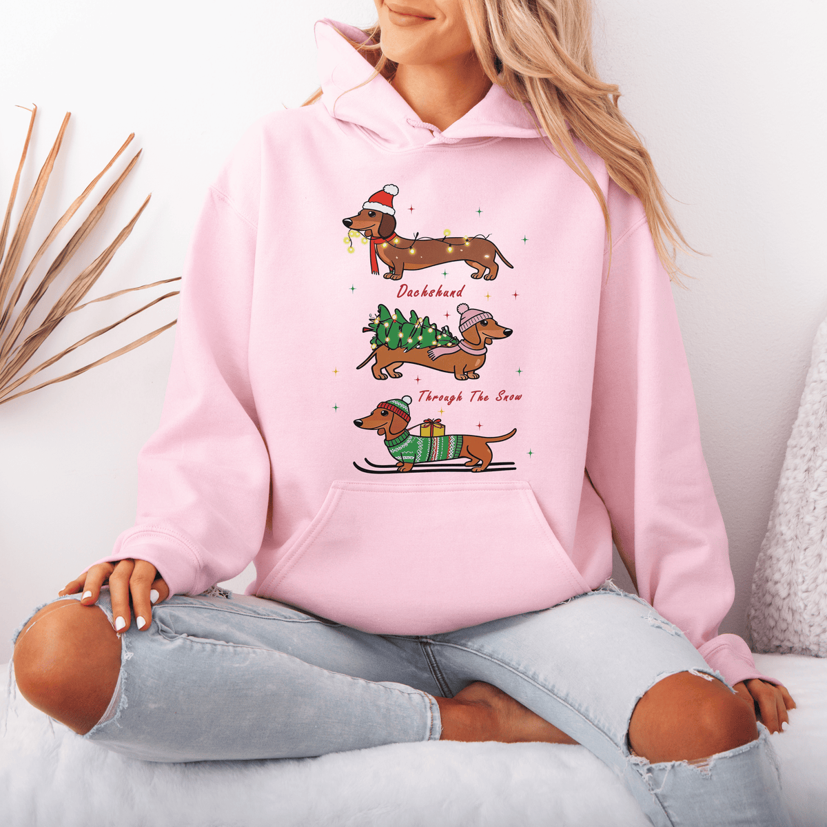 Dachshund Through the Snow Christmas Hoodie – Three Dachshunds