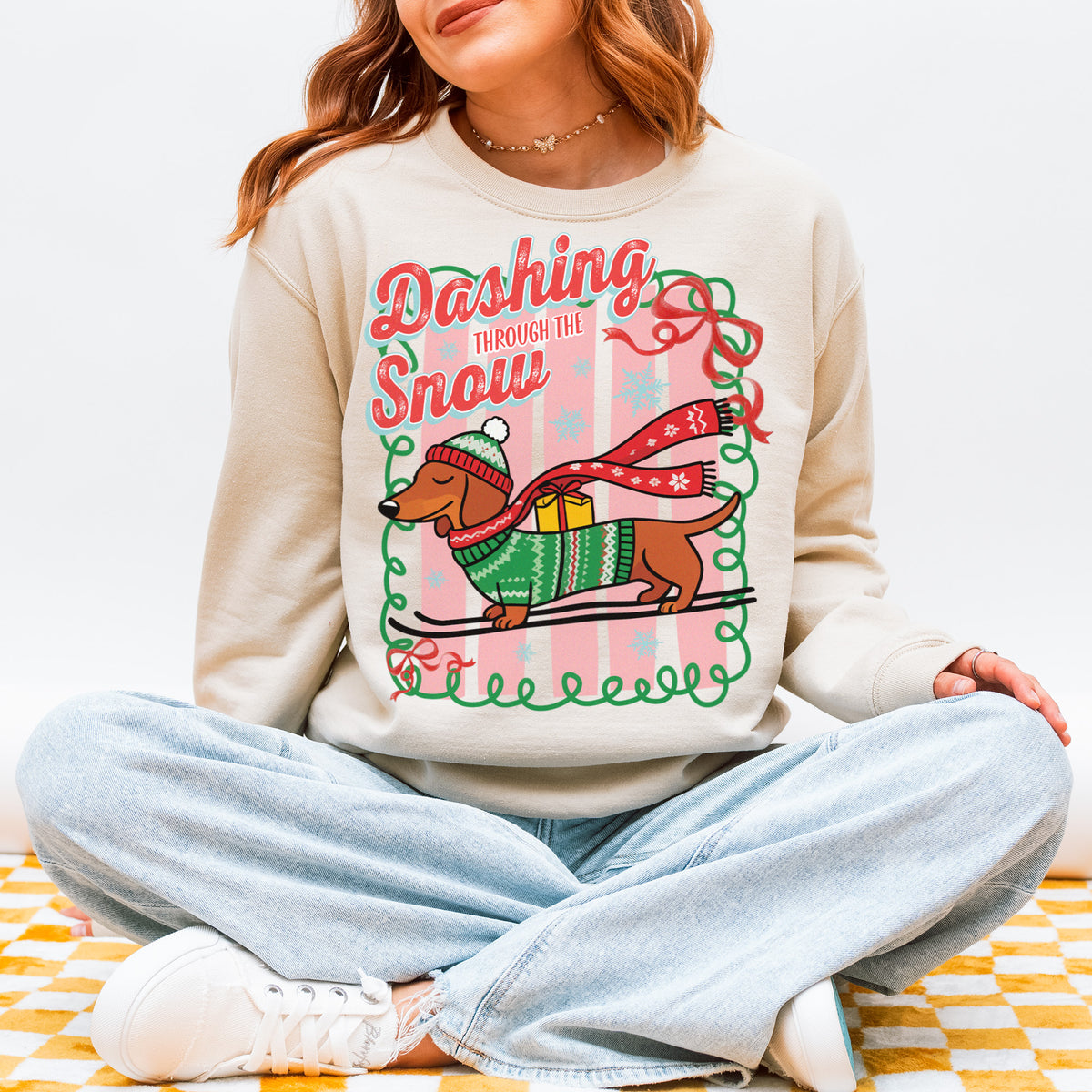 Dashing Through the Snow Dachshund Christmas Sweatshirt