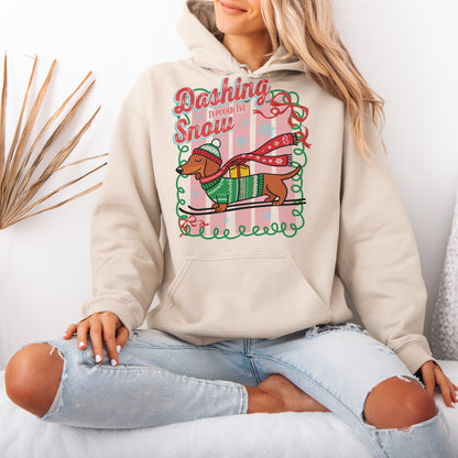 Dashing Through the Snow Dachshund Christmas Hoodie