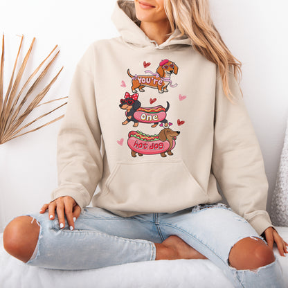 Cute Hot Dog Dachshund Valentine Hoodie