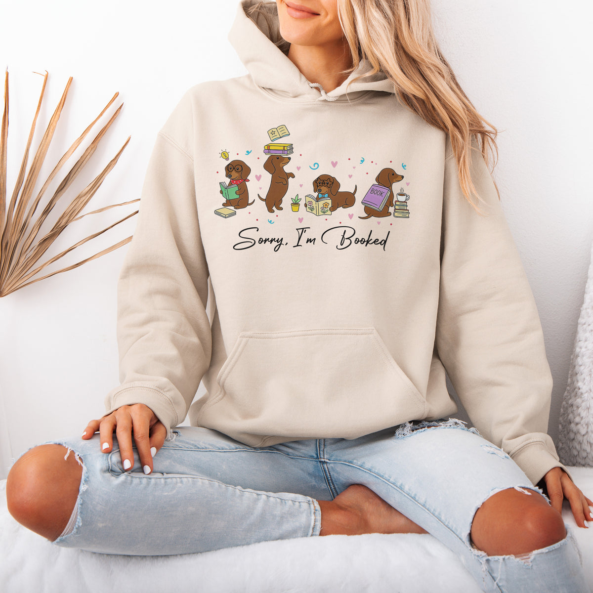 Sorry I'm Booked Dachshund Hoodie – Book Lover Doxie Gift
