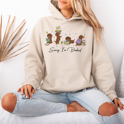 Sorry I'm Booked Dachshund Hoodie – Book Lover Doxie Gift