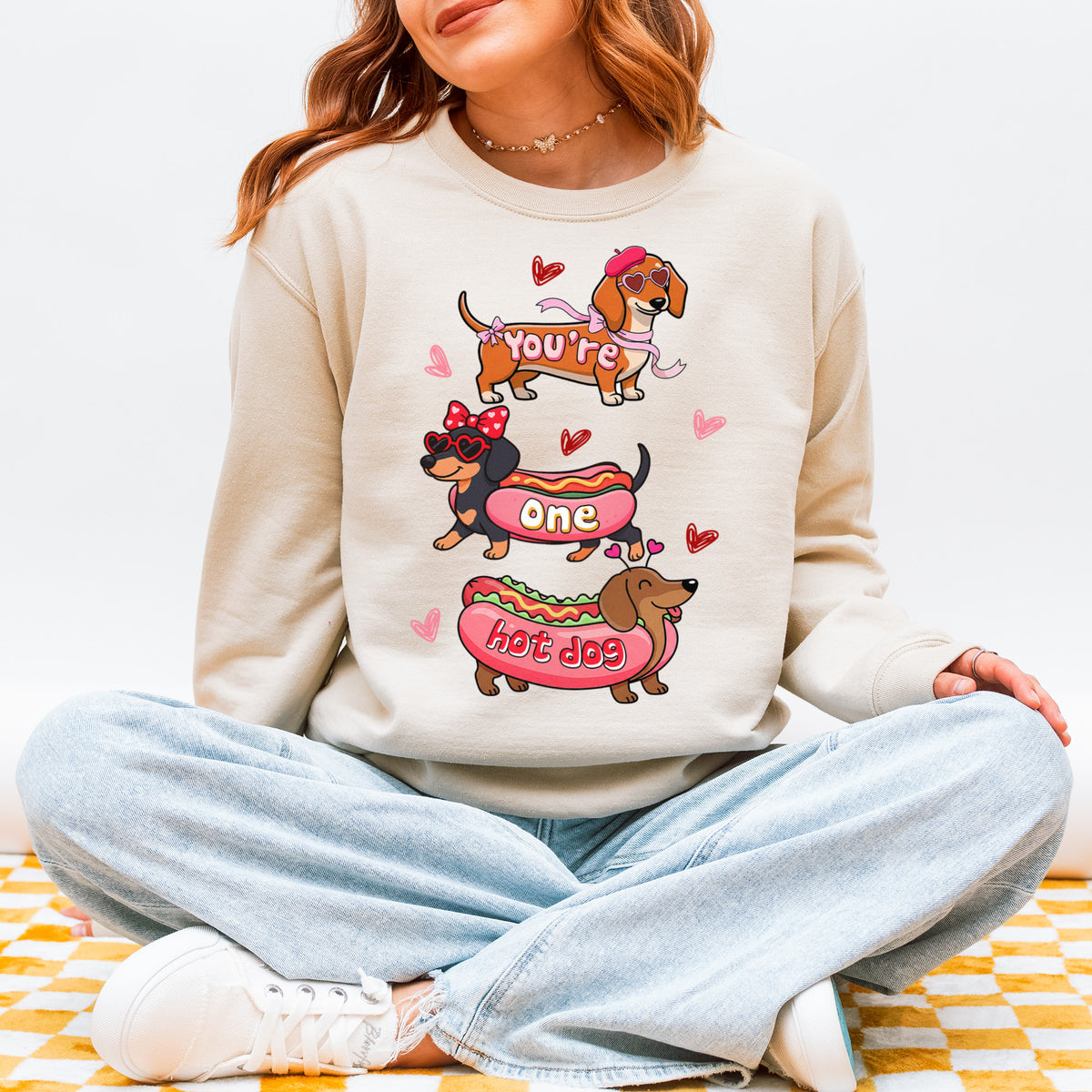 Cute Hot Dog Dachshund Valentine Sweatshirt