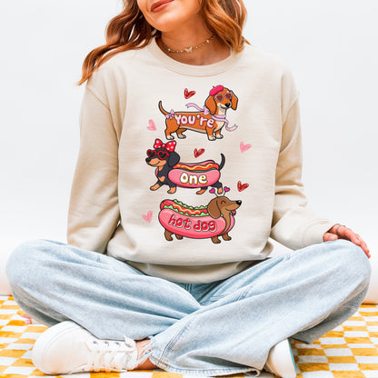 Cute Hot Dog Dachshund Valentine Sweatshirt