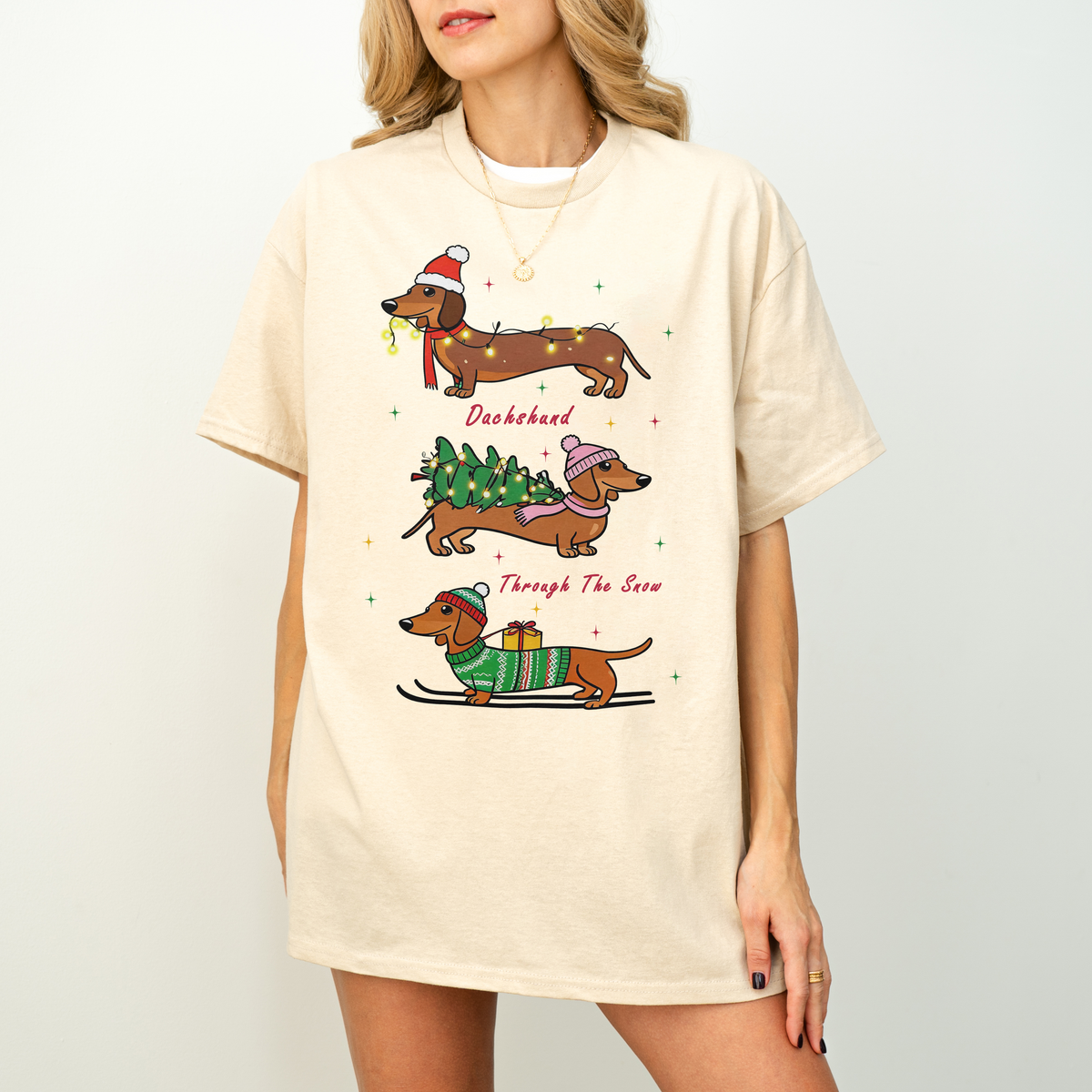 Dachshund Through the Snow Christmas Shirt – Three Dachshunds