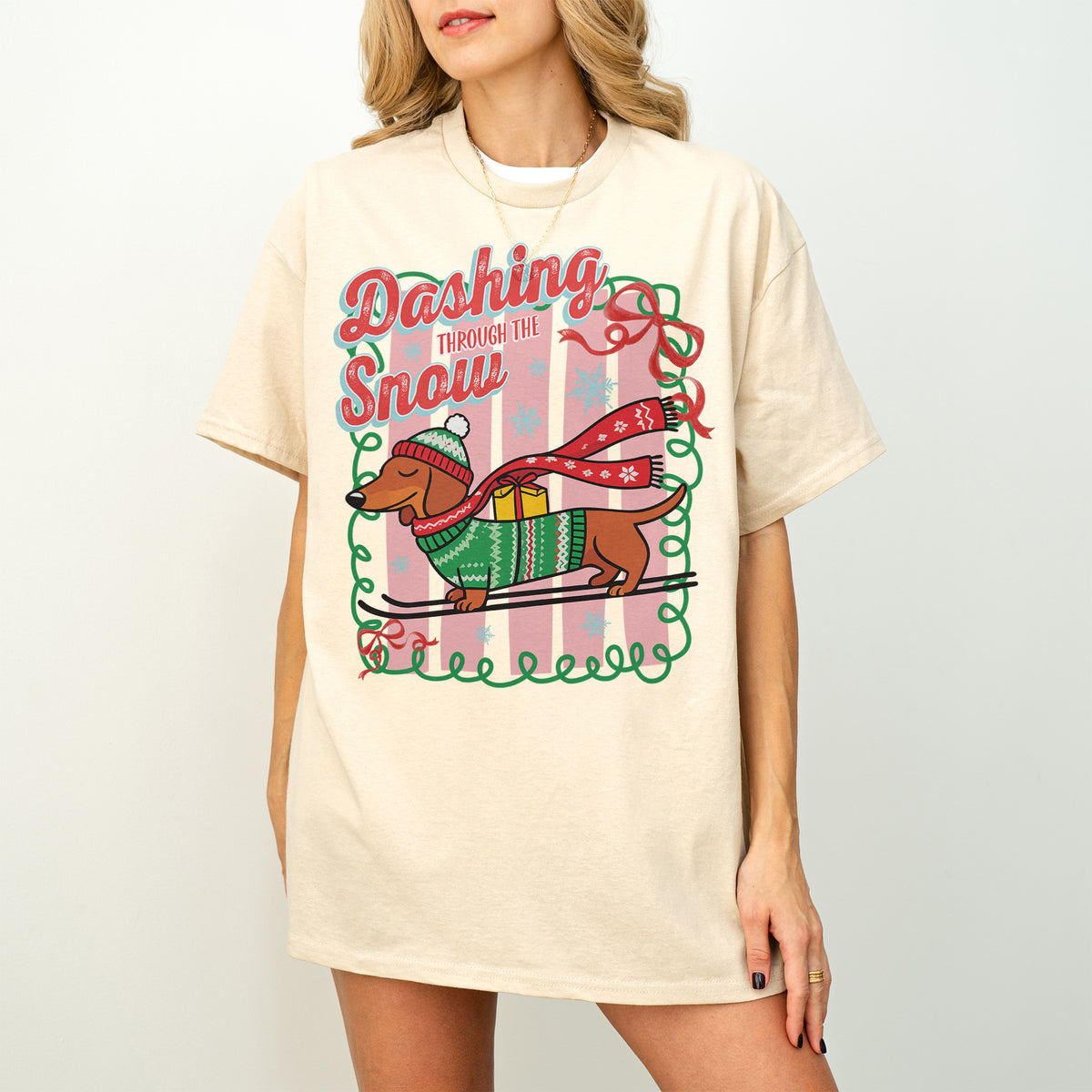 Dashing Through the Snow Dachshund Christmas Shirt