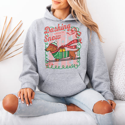 Dashing Through the Snow Dachshund Christmas Hoodie