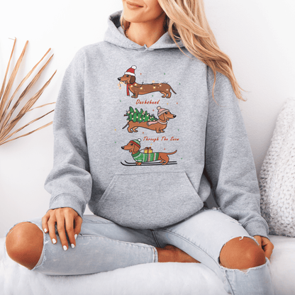 Dachshund Through the Snow Christmas Hoodie – Three Dachshunds