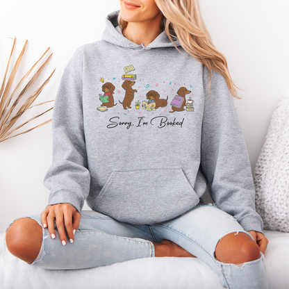 Sorry I'm Booked Dachshund Hoodie – Book Lover Doxie Gift