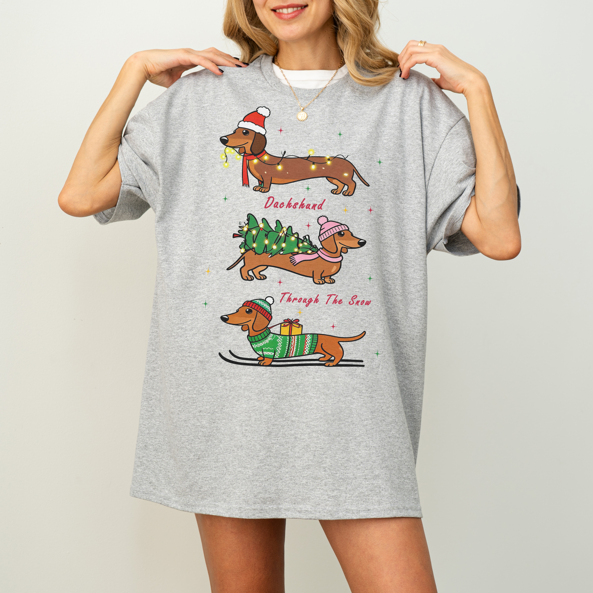 Dachshund Through the Snow Christmas Shirt – Three Dachshunds