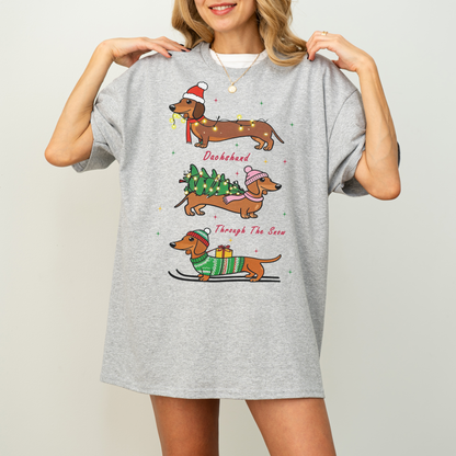 Dachshund Through the Snow Christmas Shirt – Three Dachshunds
