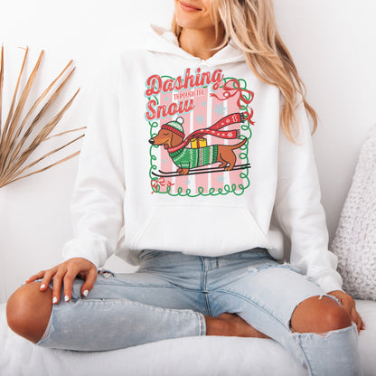 Dashing Through the Snow Dachshund Christmas Hoodie