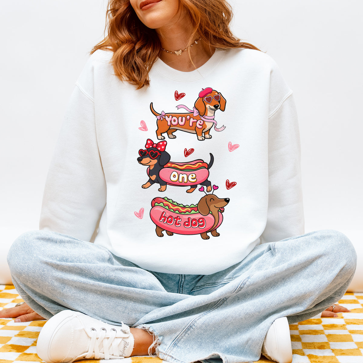 Cute Hot Dog Dachshund Valentine Sweatshirt