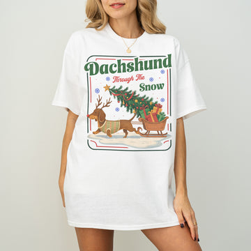 Dachshund Through the Snow Christmas Shirt – Cute Wiener Dog Holiday Tee for Dog Lovers