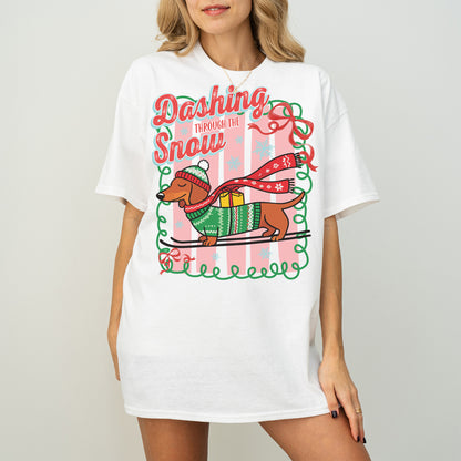 Dashing Through the Snow Dachshund Christmas Shirt